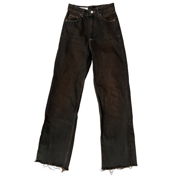 Zara Denim - Zara Chocolate Brown High Rise Raw Hem Jeans Size 2